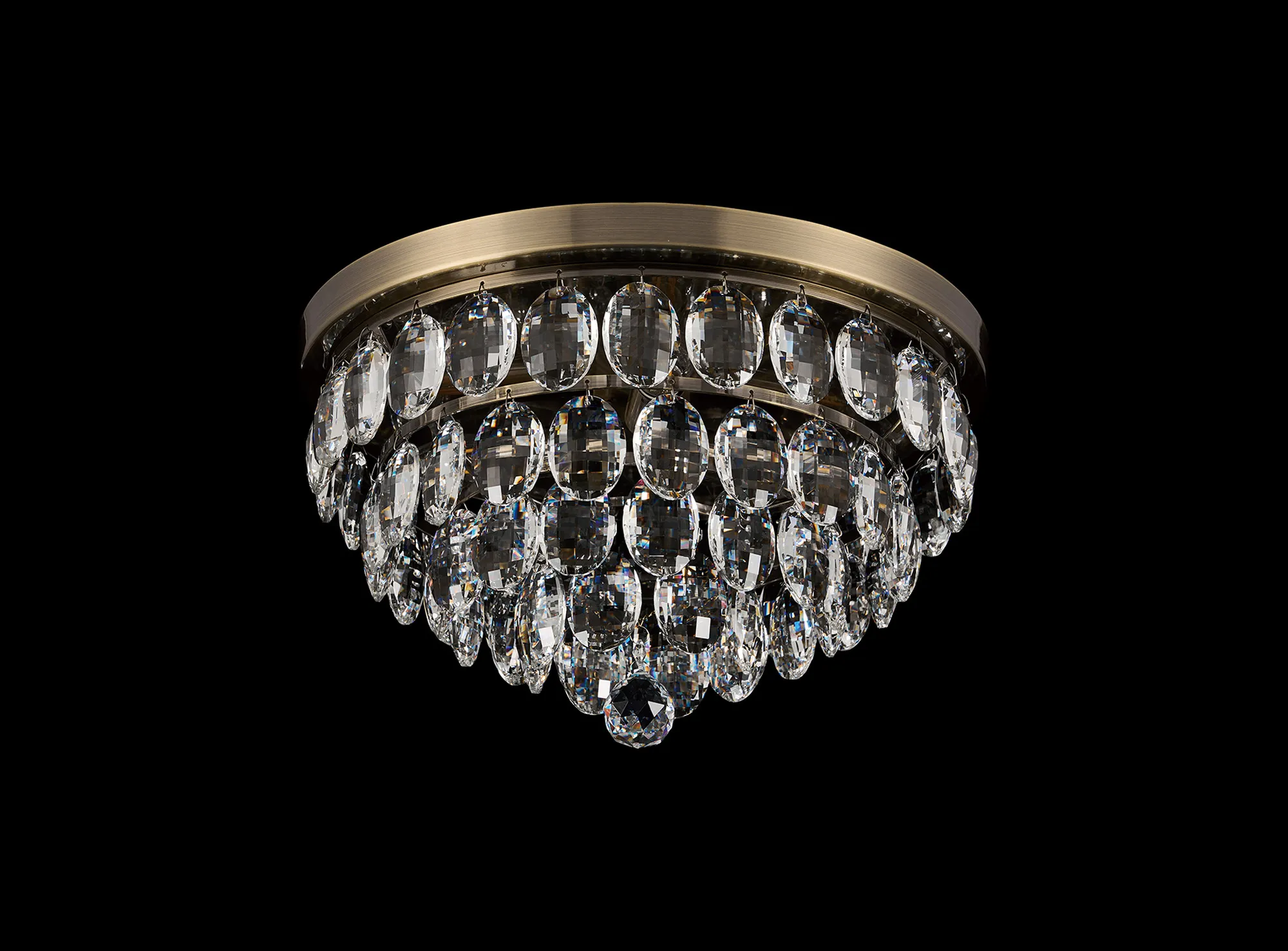 Coniston Antique Brass Crystal Ceiling Lights Diyas Flush Crystal Fittings